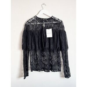 NWT Who What Wear  Whimsigoth Sheer Lace  Ruffled Layer Shirt Top Blouse S